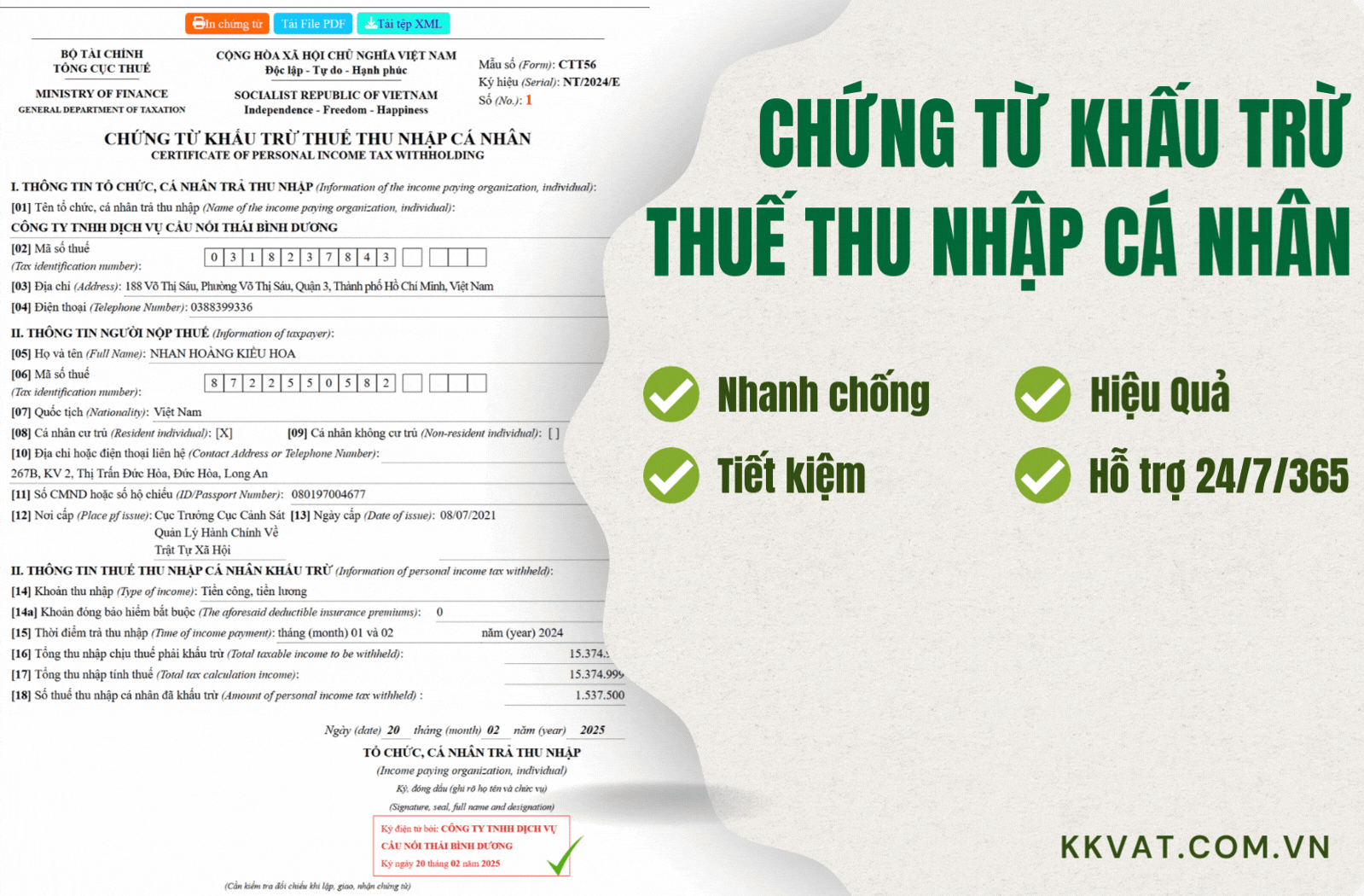 Mẫu hóa đơn thuế TNCN