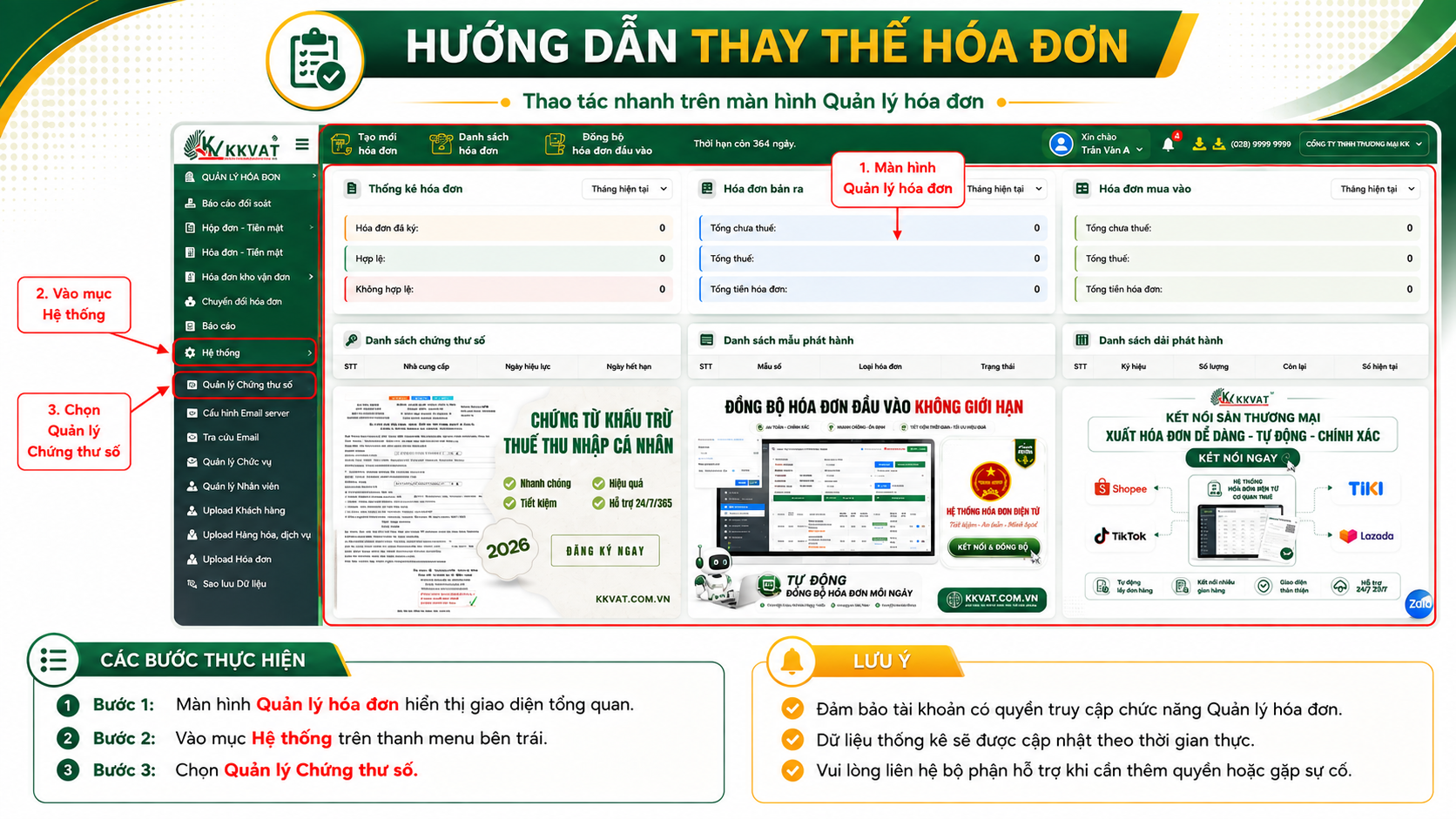 KKVAT - V&agrave;o Hệ thống v&agrave; chọn Quản l&yacute; Chứng thư số.