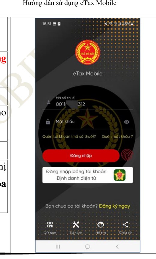 Đăng nhập bằng MST v&agrave; mật khẩu