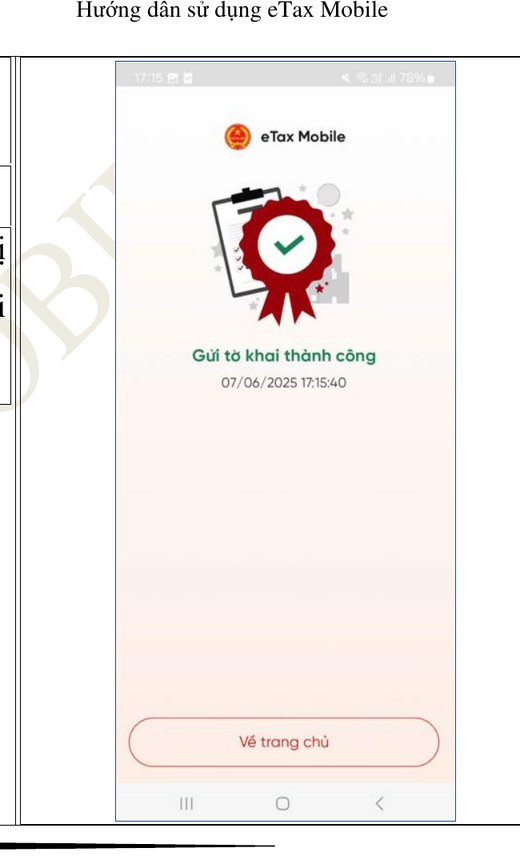Gửi tờ khai th&agrave;nh c&ocirc;ng