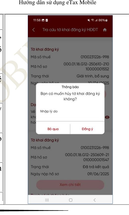 X&aacute;c nhận hủy tờ khai
