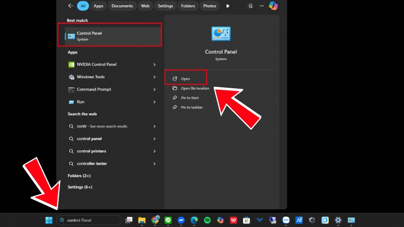 Mở Control Panel