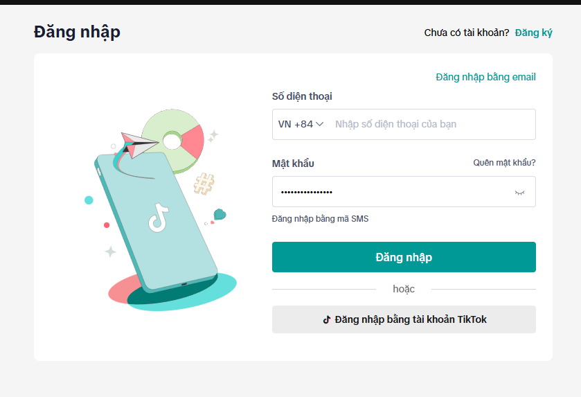 Trang đăng nhập TikTok Shop
